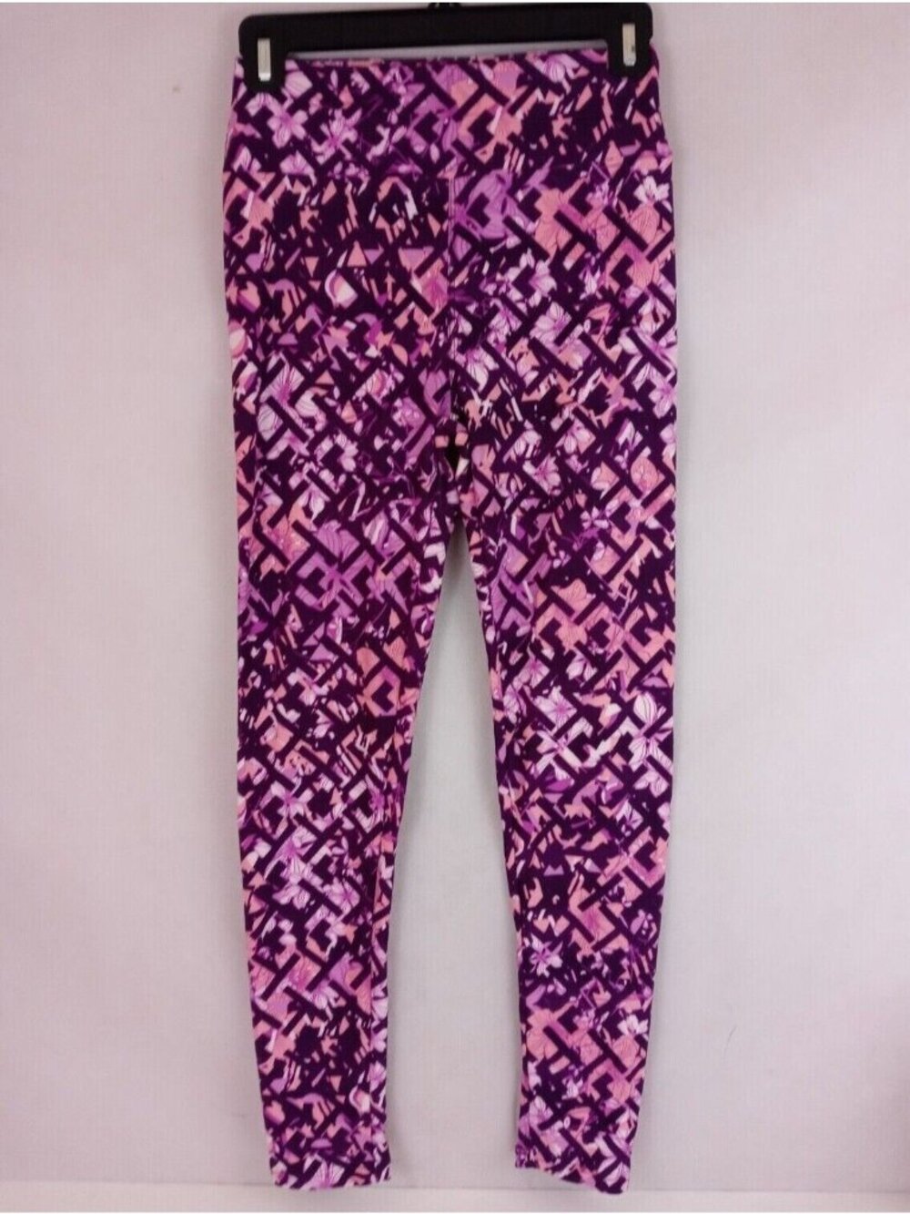 LuLaRoe OS Leggings Pink & Purple With Abstract Floral Designs